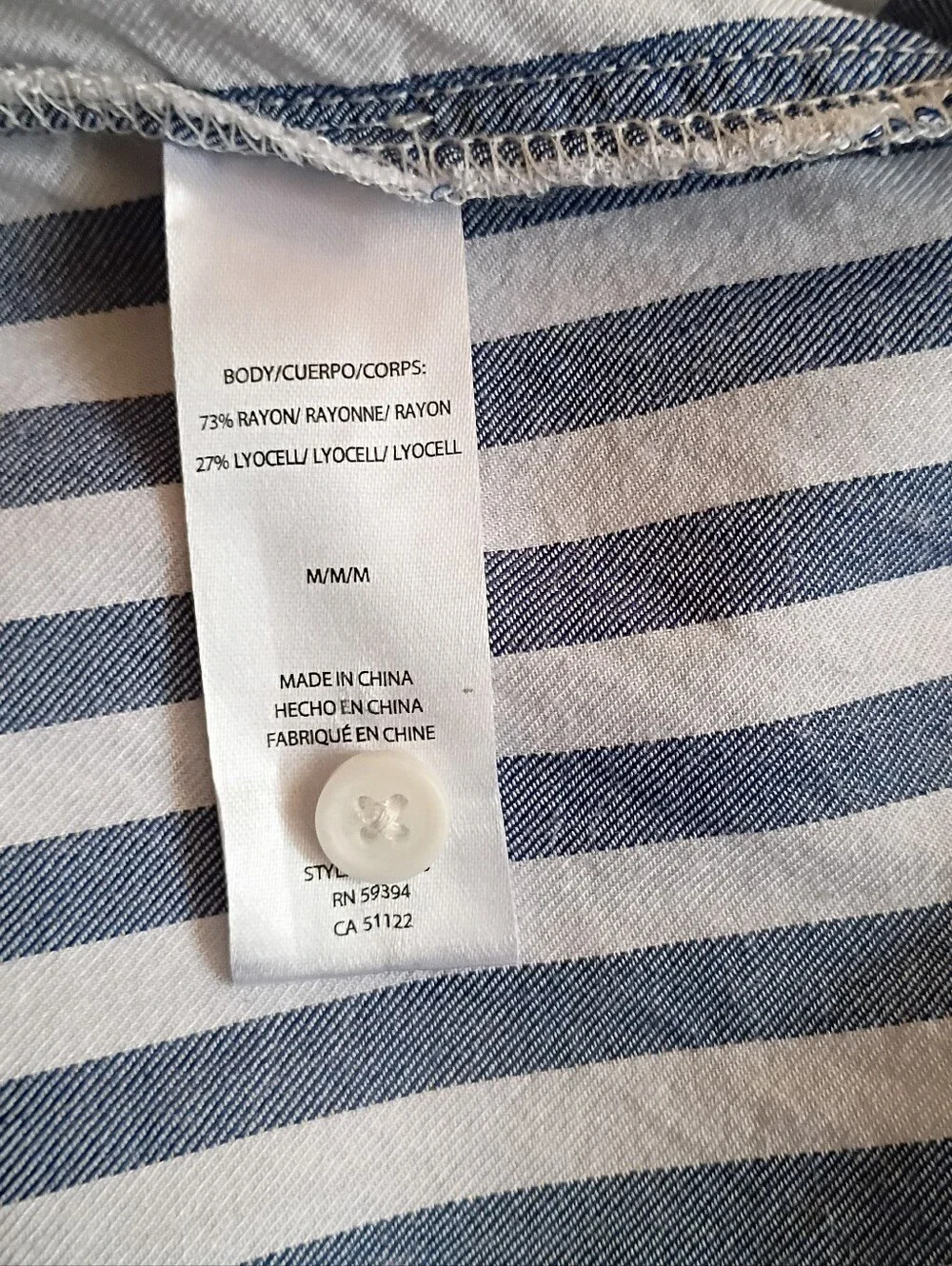 BEACH LUNCH LOUNGE Womens Shirt Button Down  Blue White Stripes MEDIUM - Picture 8 of 8